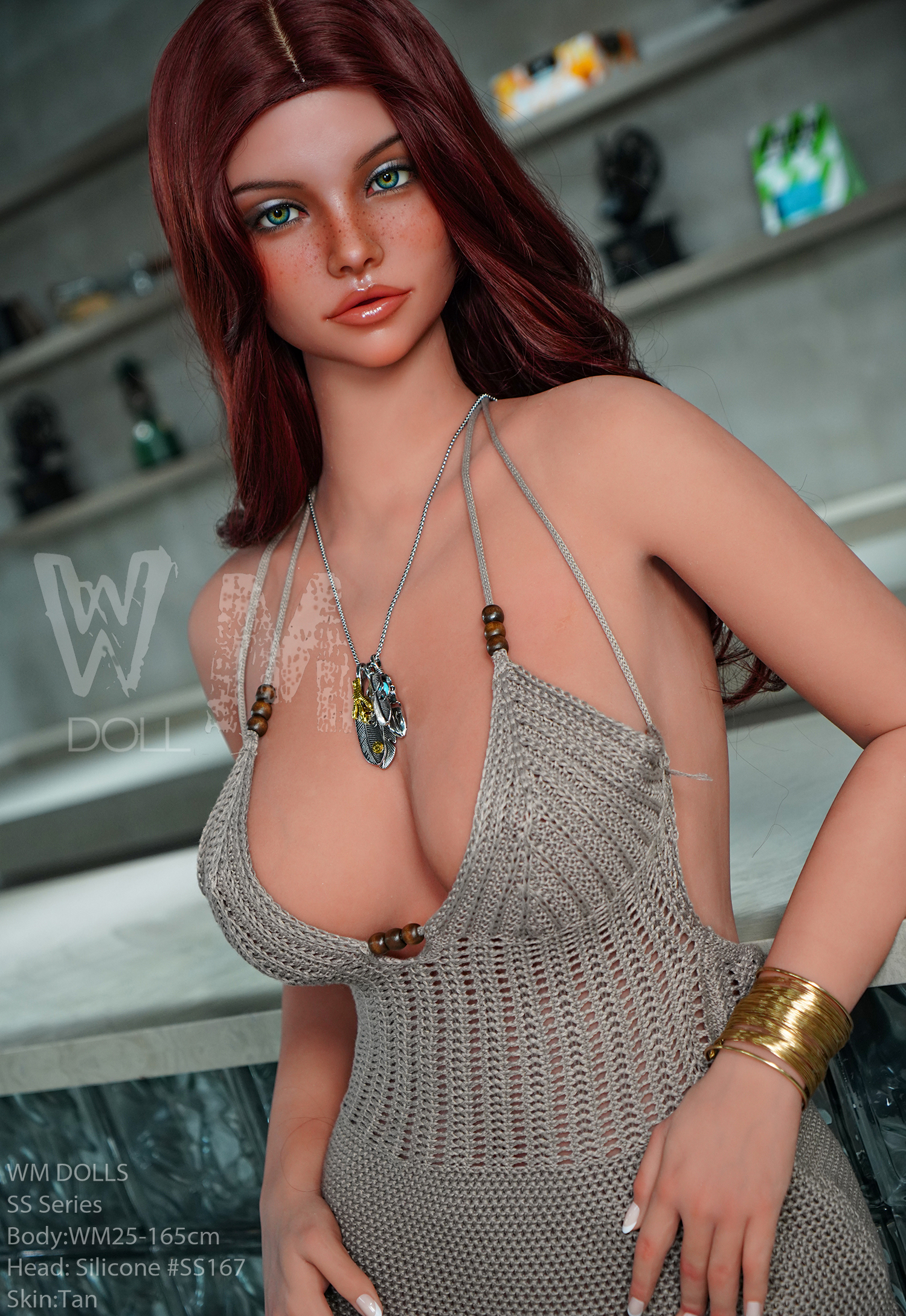 WM DOLLS Mandy sex doll, tan skin, SS167 head, freckles, red hair, green eyes