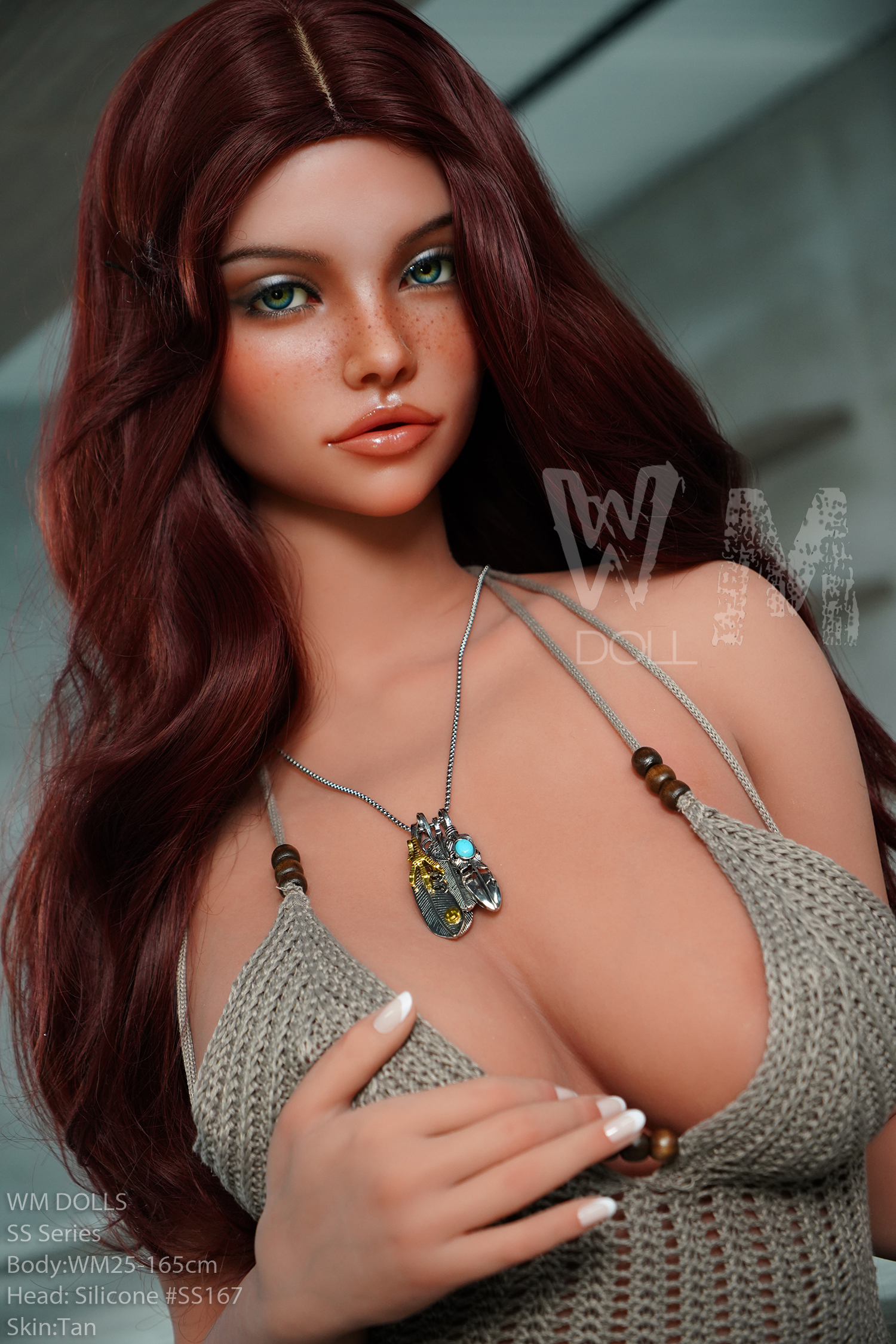 5ft4/165cm E Cup ROS Head S-TPE Freckle Tan Sex Doll - Mandy