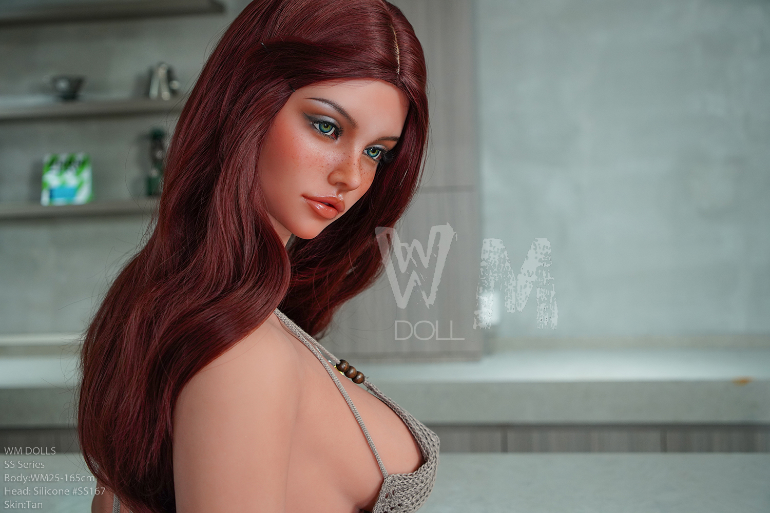 Mandy sex doll with red hair, freckles, SS Series product, WM DOLLS