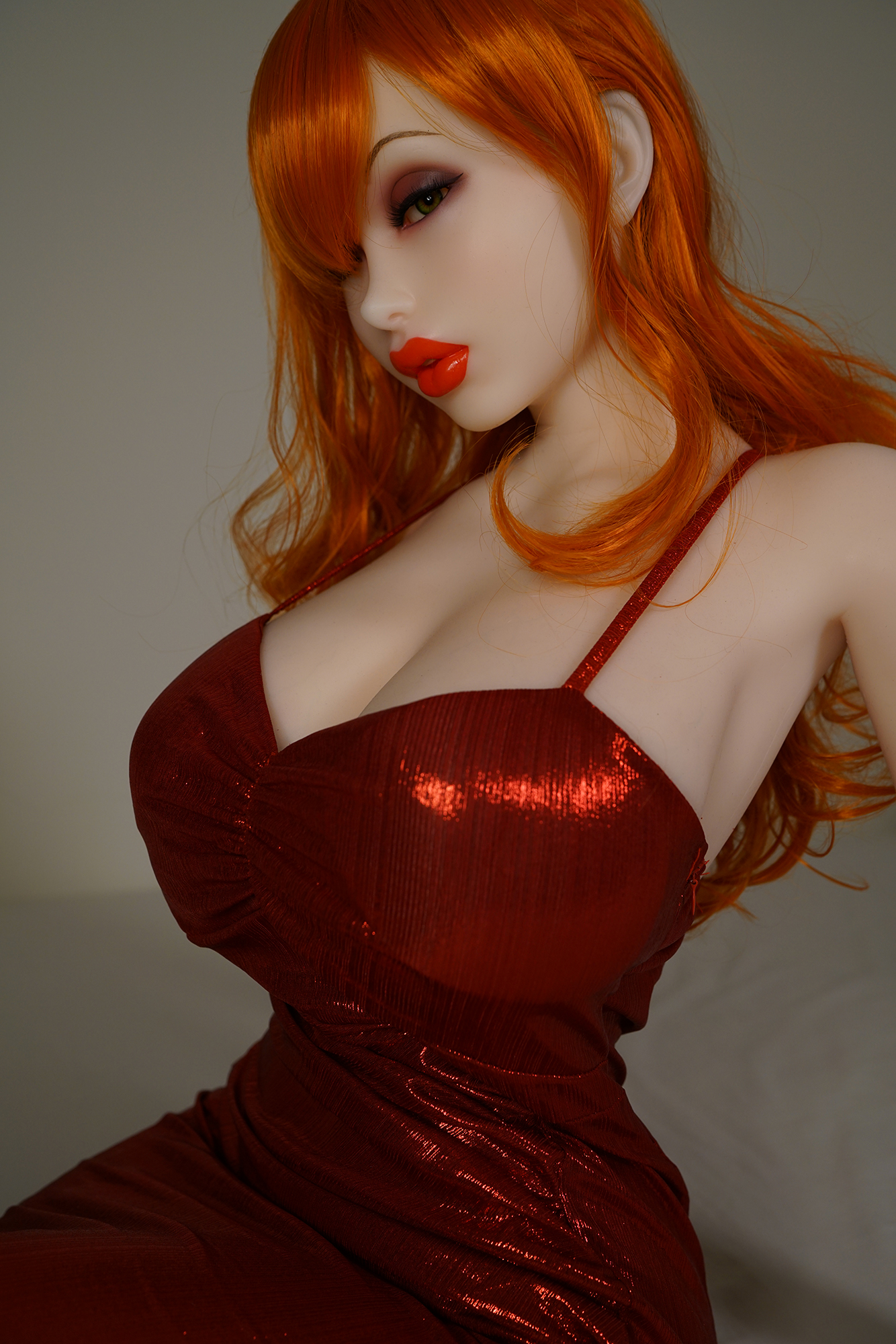 4ft9/150cm K Cup Silicone Orange Hair Sex Doll - Jessica