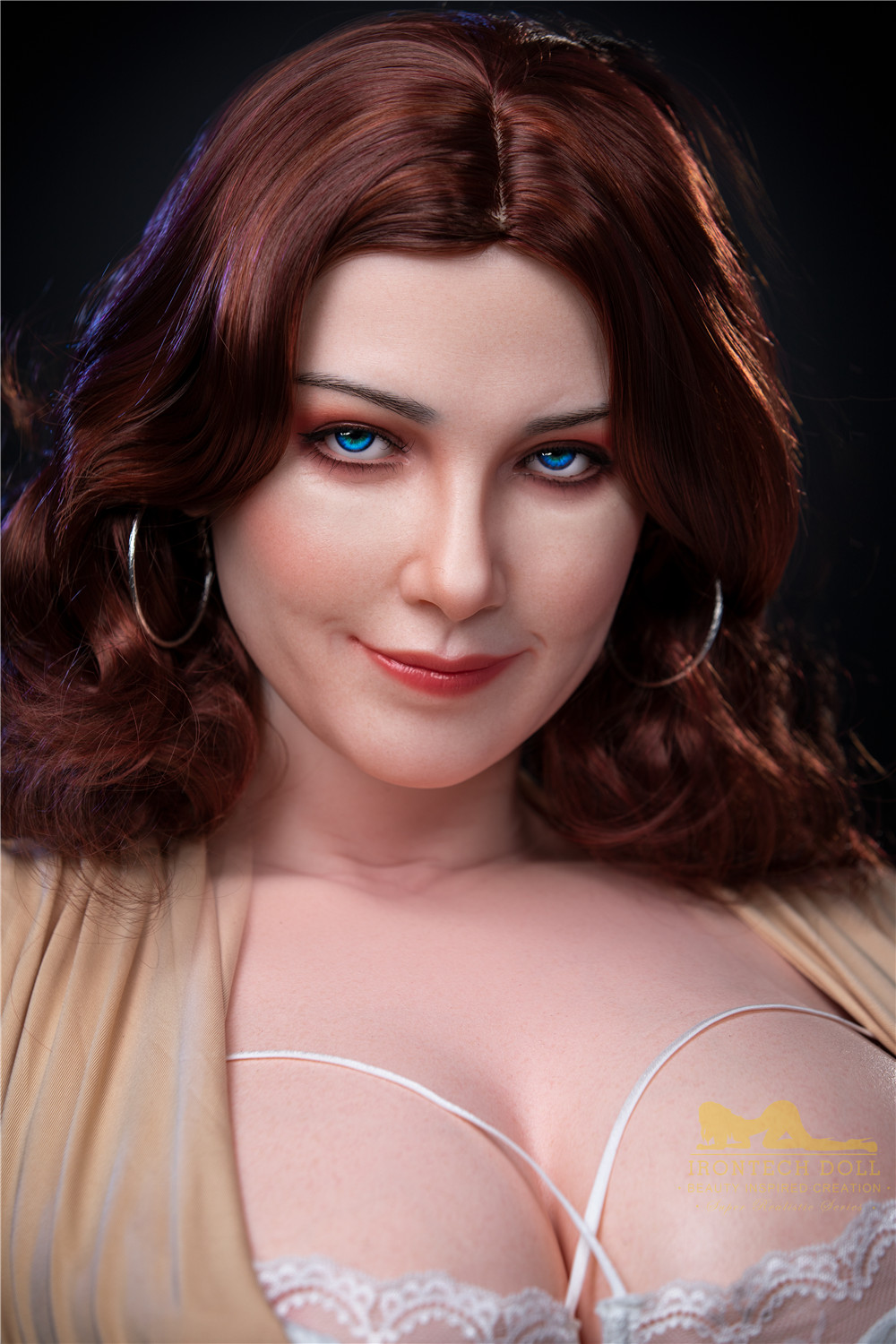 Realistic silicone doll Carmel model with blue eyes and red hair