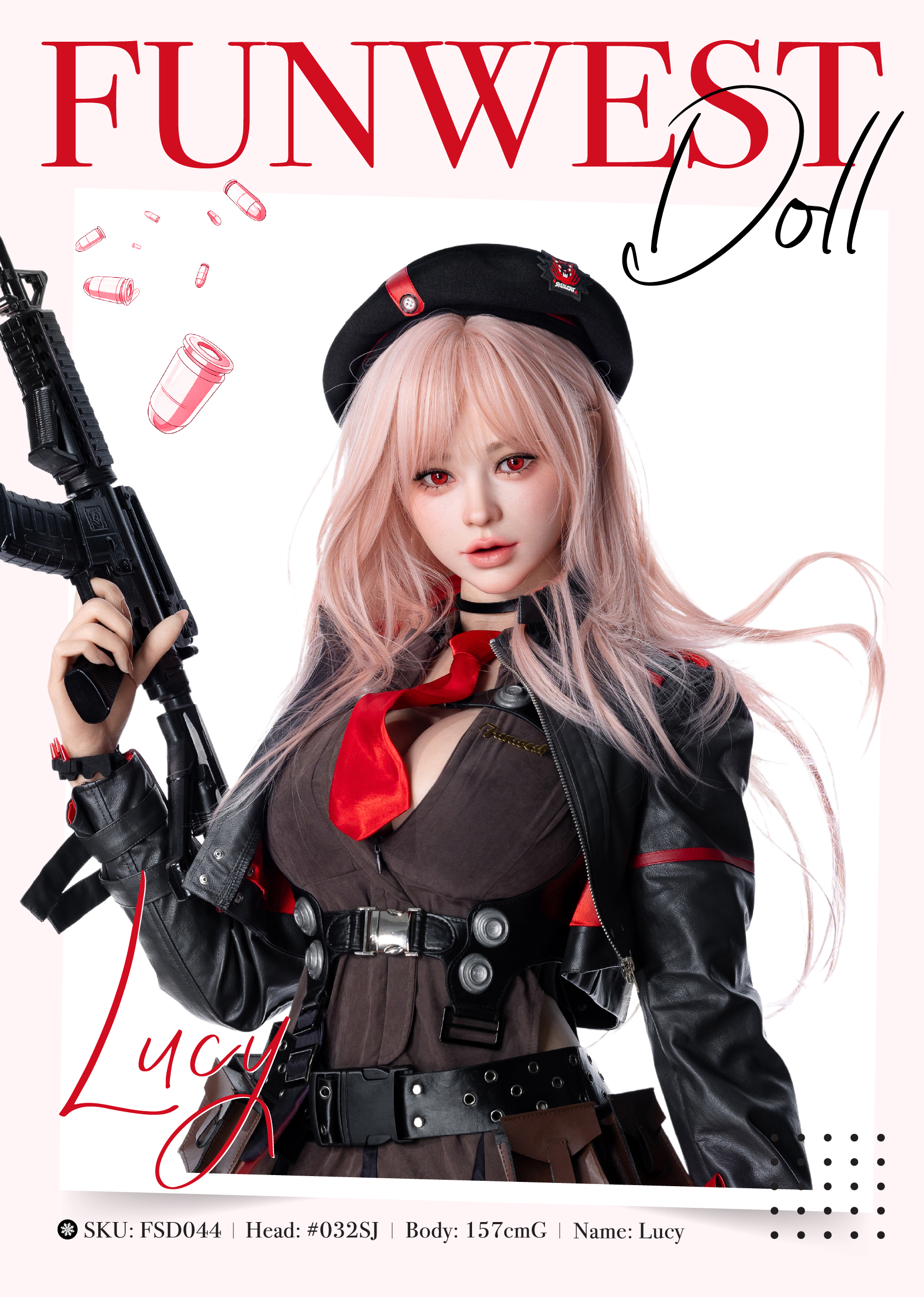 (US Stock) 5ft2/157cm G Cup Silicone Anime Pink Hair NIKKE Sex Doll - Lucy