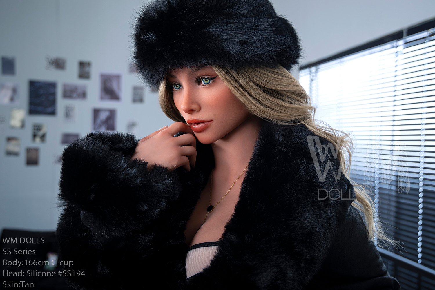 166cm C-cup Tan Sex Doll in Fur Hat and Coat - SS194