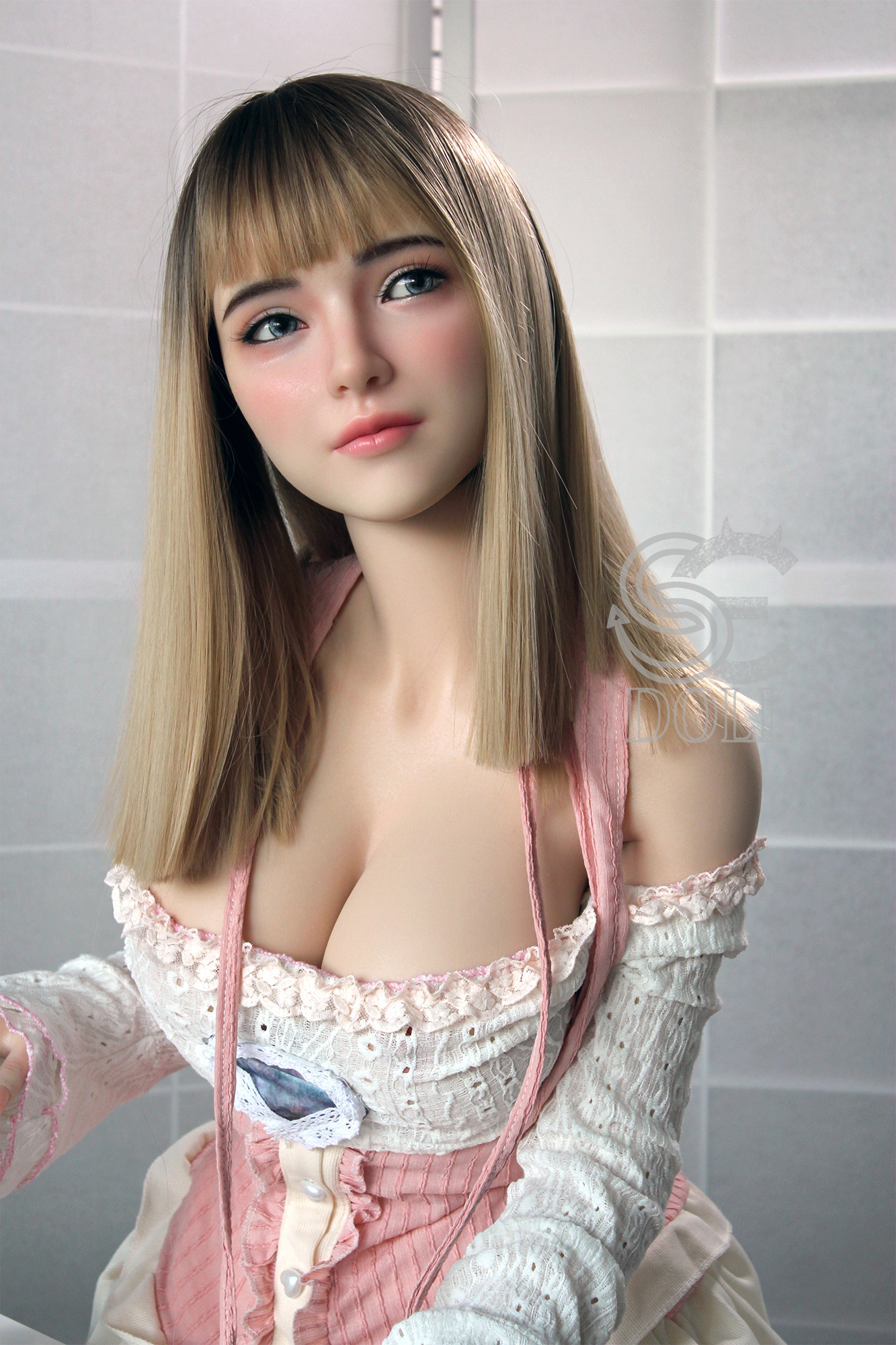 Annika.G silicone doll, detailed face, pink dress
