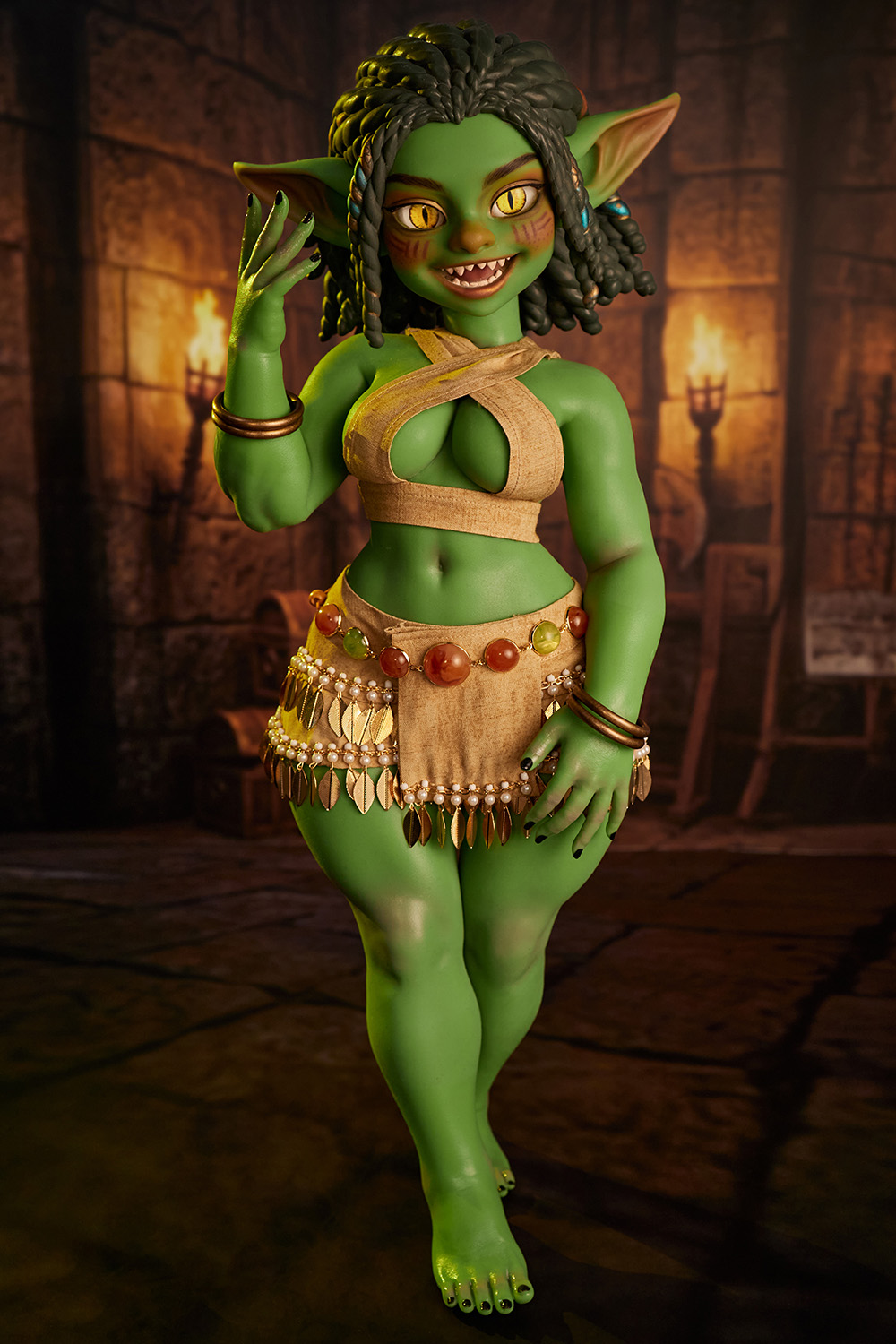 Si70 Kaela Green - Silicone A Cup Anime Goblin Girl Mini Sex Doll