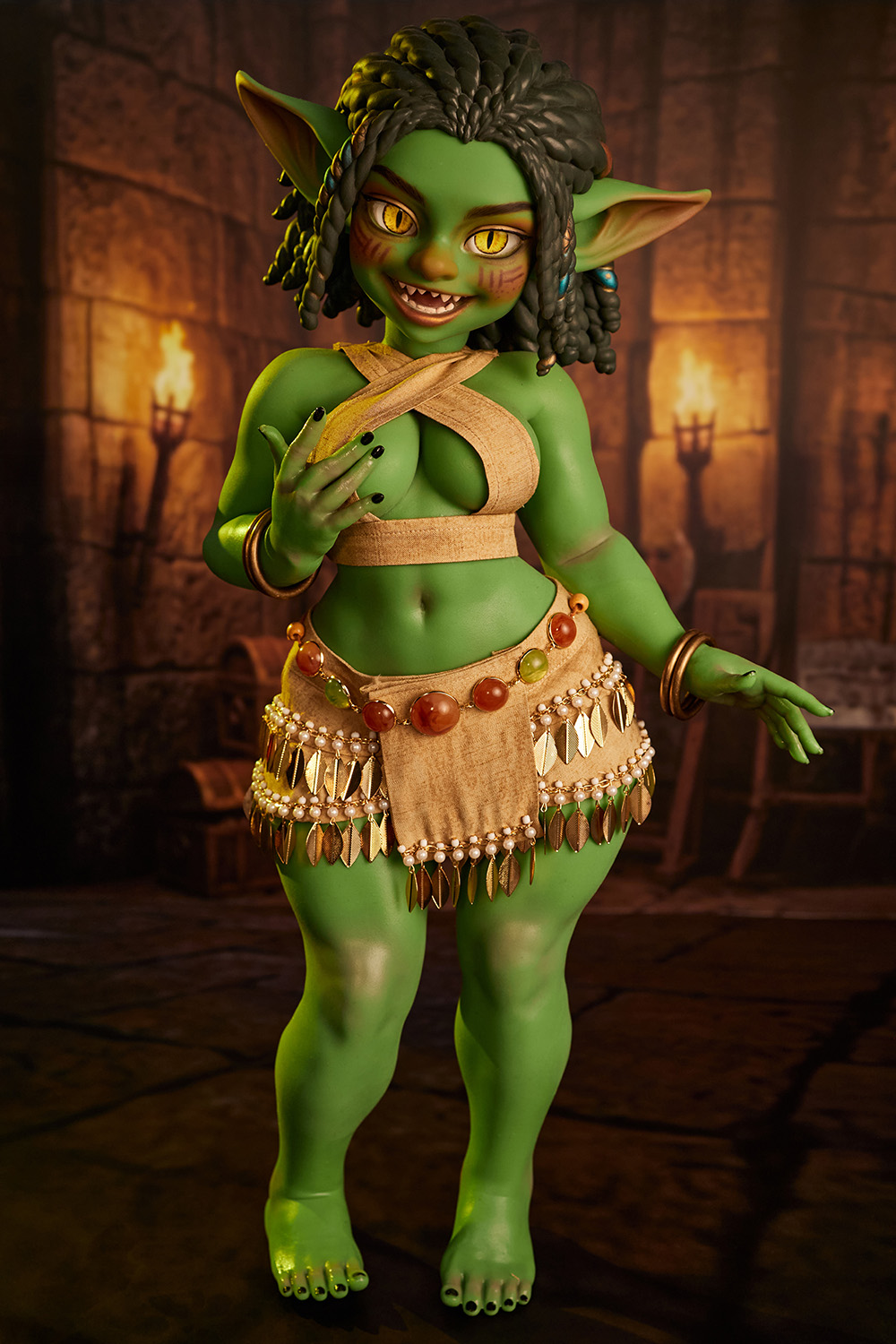 Si70 Kaela Green - Silicone A Cup Anime Goblin Girl Mini Sex Doll