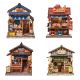 Japanese Food Street DIY Miniature House Kit Bundle – Set of 4 LED Mini Shops