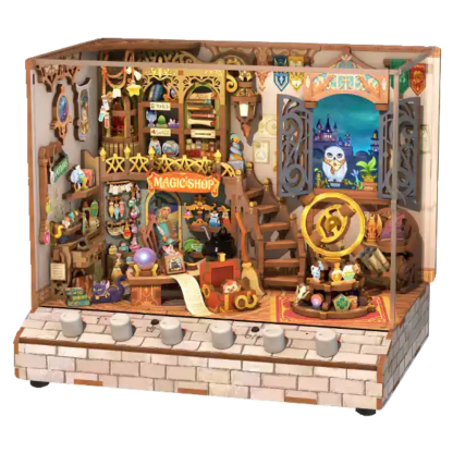 Magic Shop DIY Miniature Kit with Dynamic LCD Scene, Music, and USB Power-Book Nook World
