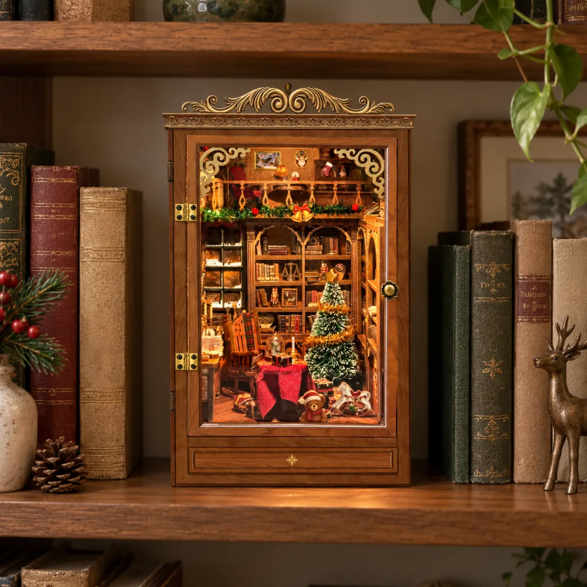 Een gezellig kersttafereel voor in je boekenkast.