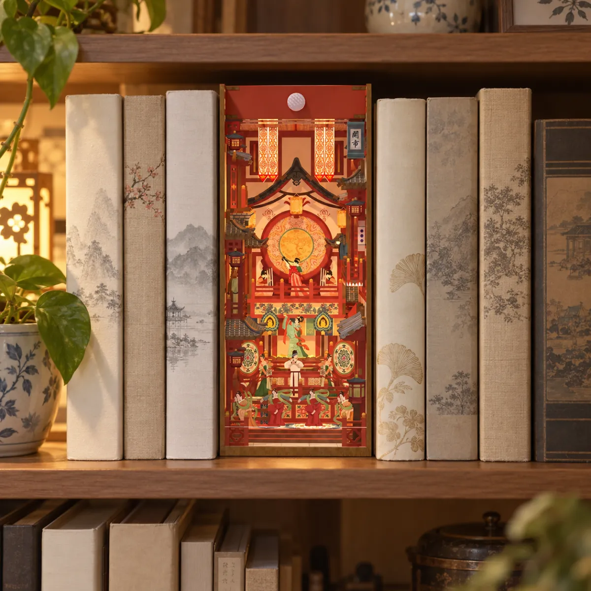 Gelaagde paleisscène voor in je boekenkast