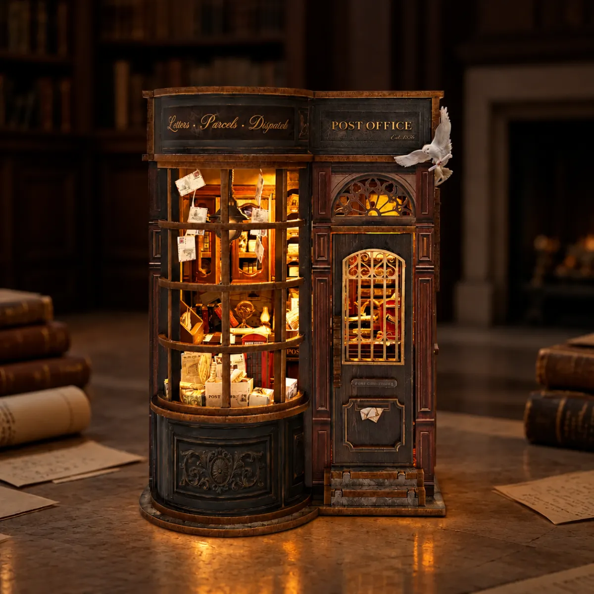Night Owl Courier doe-het-zelf boekenhoekset met het licht aan