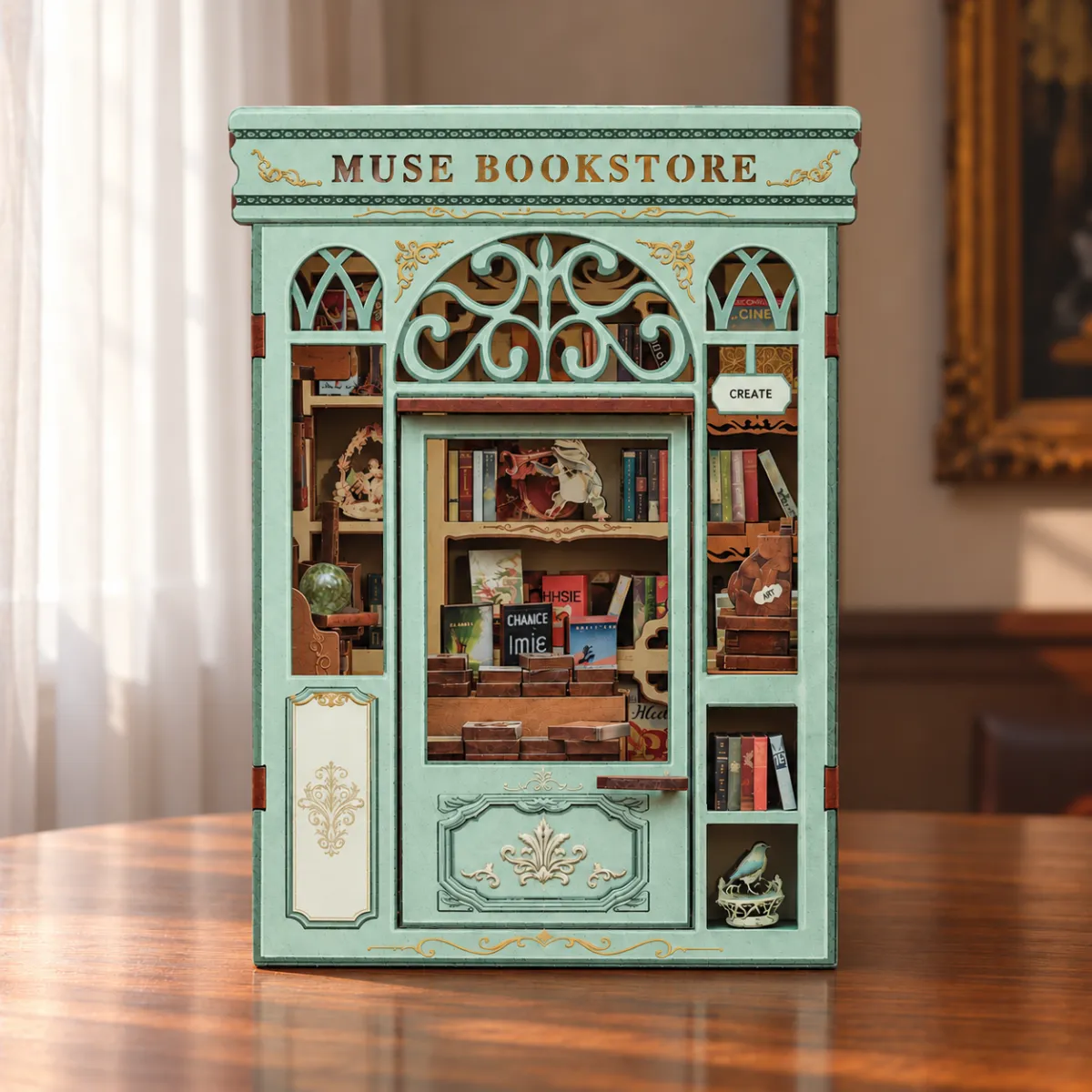 Muse Bookstore DIY Boekhoekje Kit met het licht uit