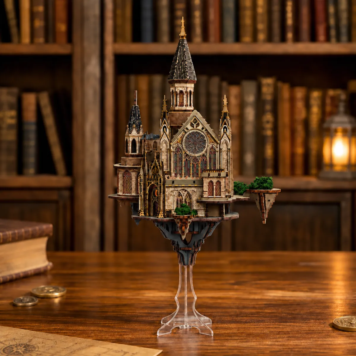 Glen Sky Citadel DIY Miniature Castle Kit with lights off