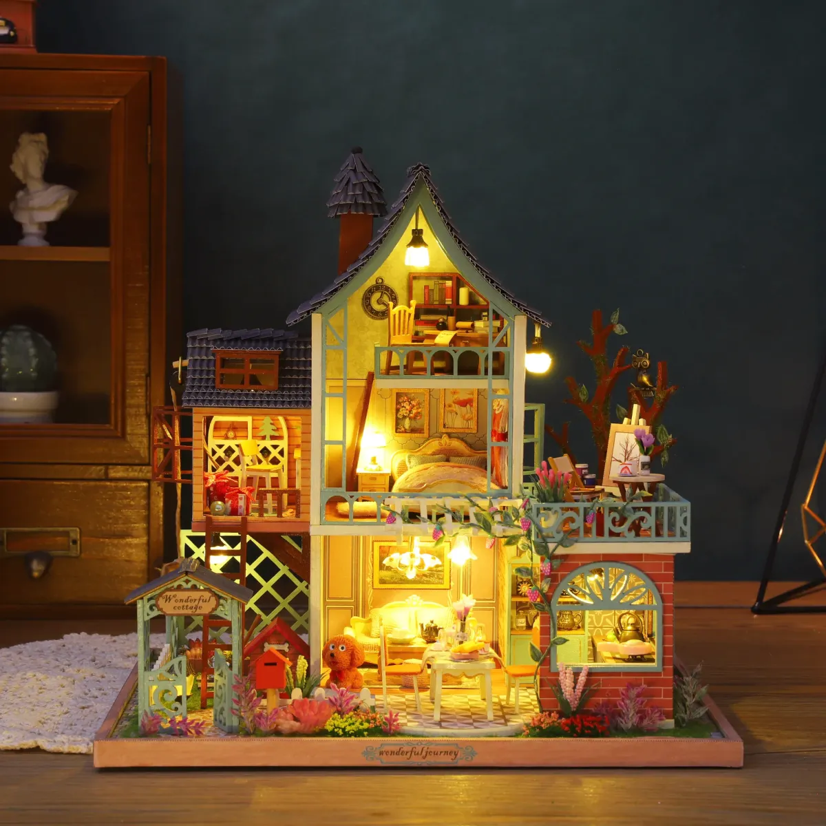 Jungle Secret DIY Miniatuurset met het licht aan