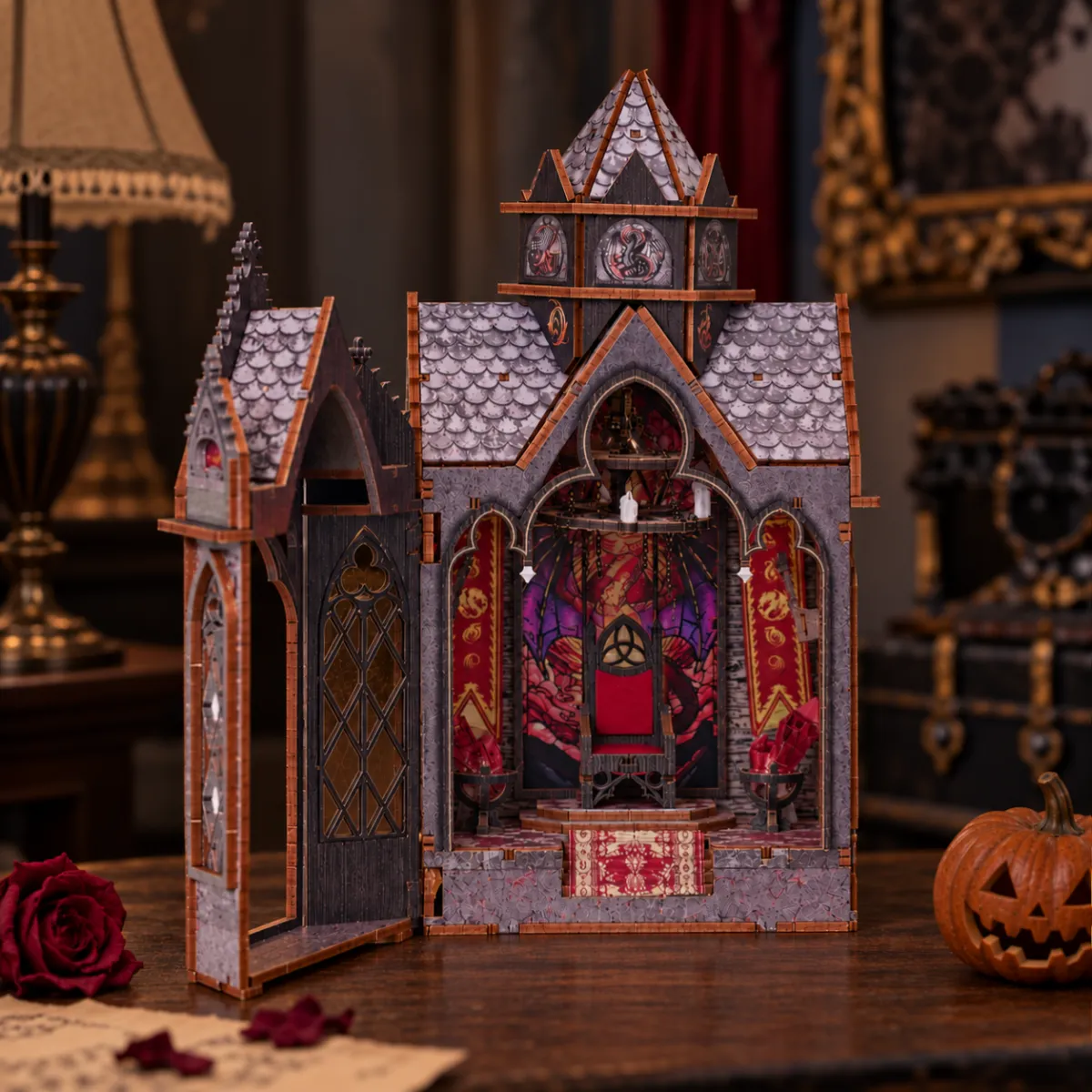 巨龙尖塔 DIY 书角套件 关灯效果