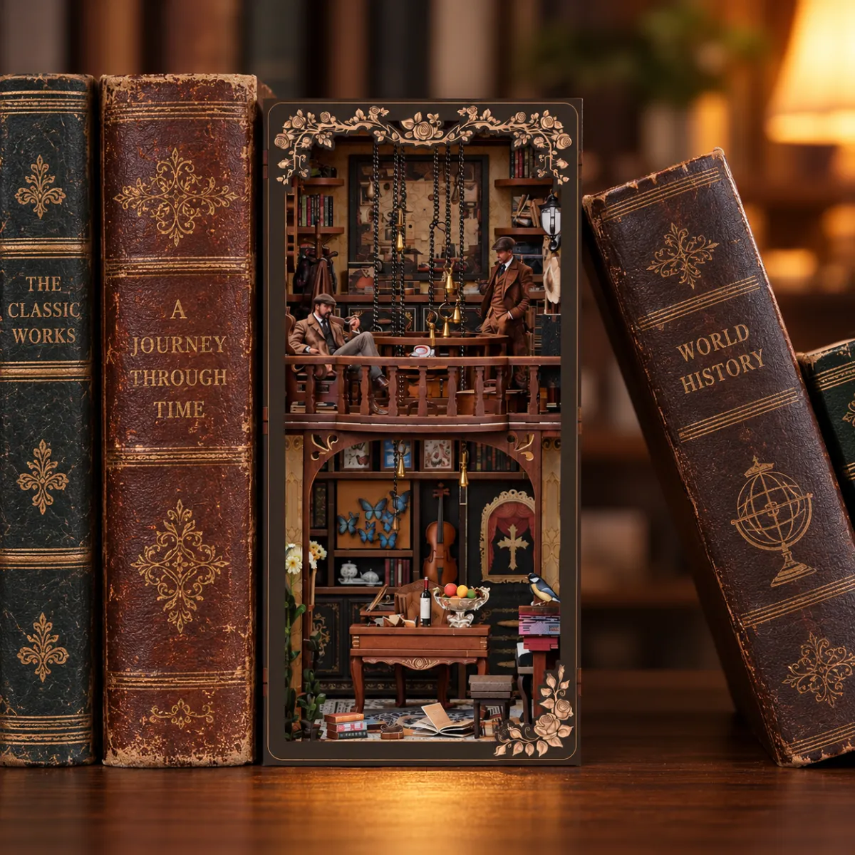 Dark Box Mystery Case DIY Book Nook Kit with lights off