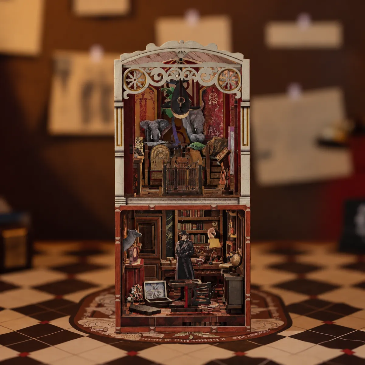 Detective Series - The Museum Mystery DIY Book Nook Kit with lights off