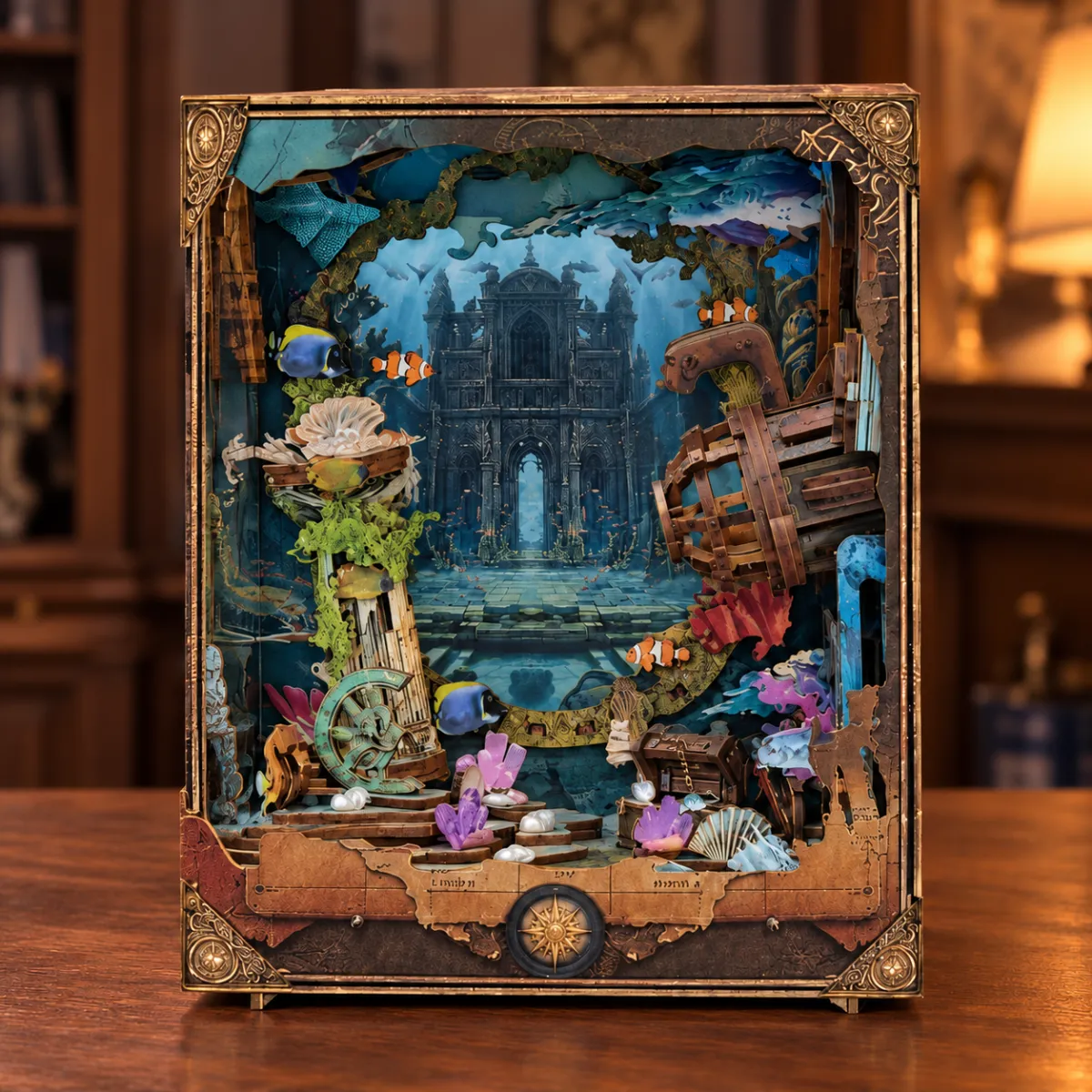 Discover Atlanta DIY Book Nook Kit with lights off