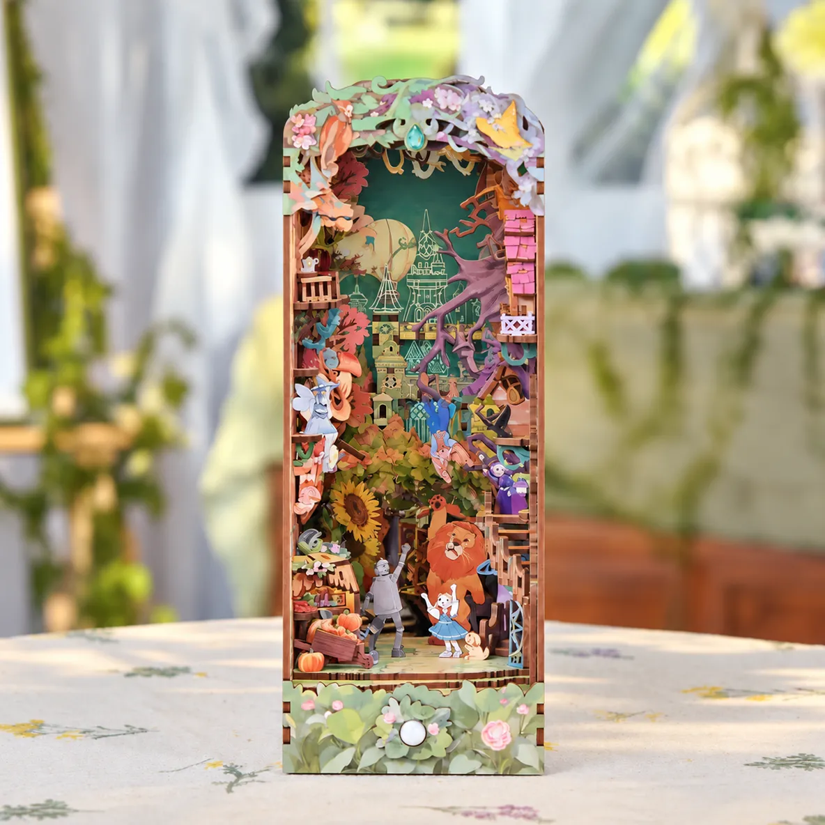 Dorothy's Journey DIY Book Nook Kit with lights off