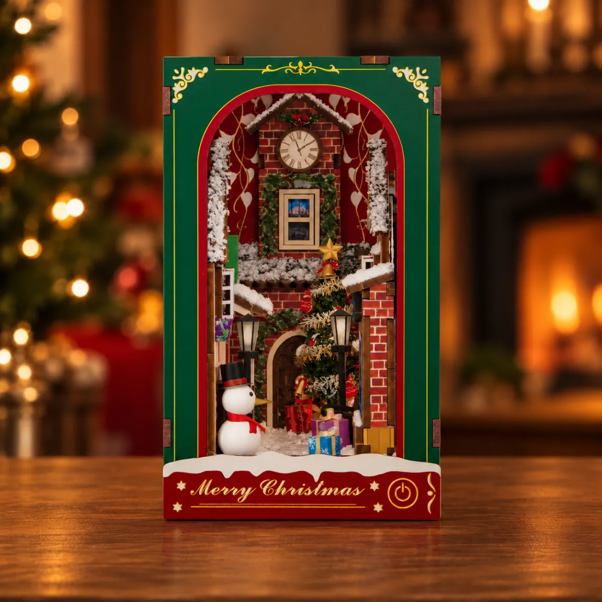 Enchanted Christmas DIY Book Nook Kit with lights off