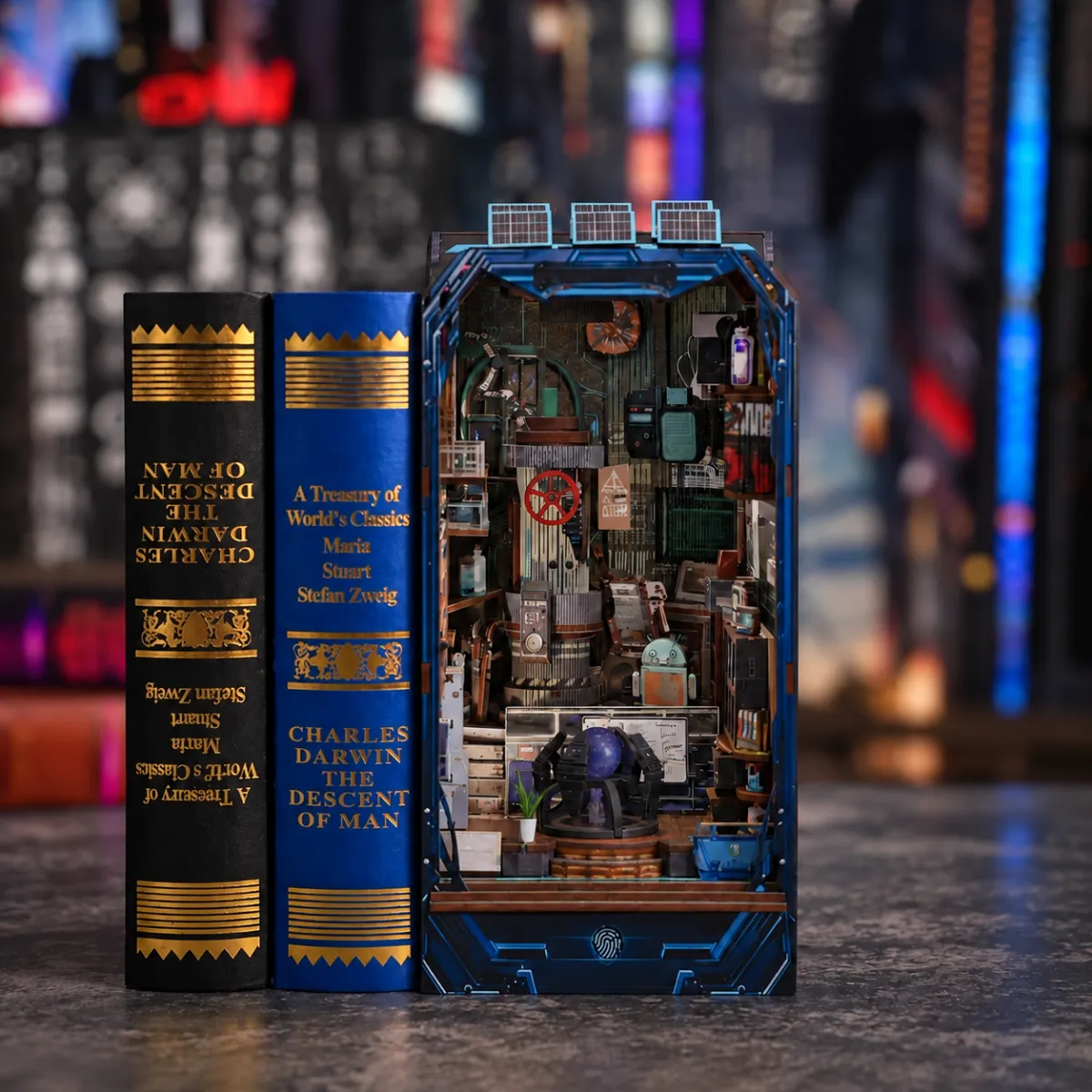 Energy Lab DIY Book Nook Kit with lights off