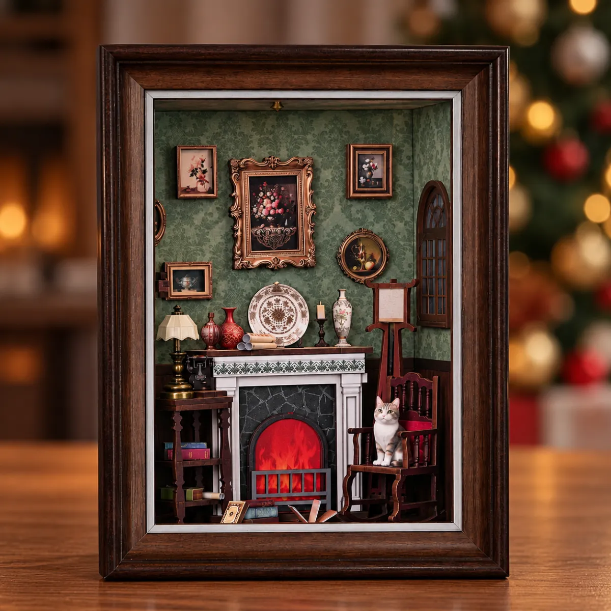 Fireplace Story Frame Kit｜3-in-1 Puzzle Kit with lights off