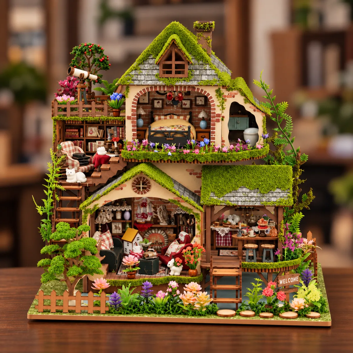 Forest Adventure DIY Mini House Kit l DIY Miniature Kit  with lights off