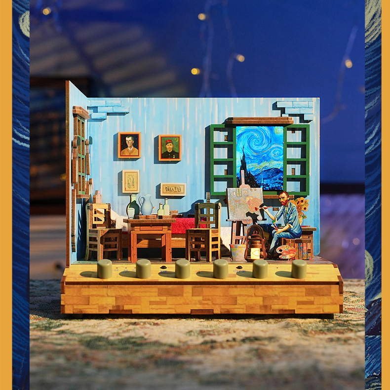 Van Gogh's Dream DIY Dynamic Music & Dynamic Scene Dollhouse-Book Nook World
