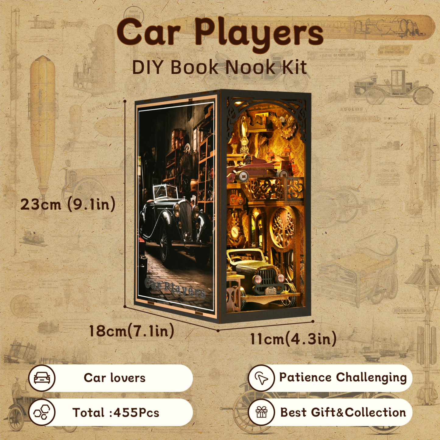 Vintage Motoring Memories DIY Book Nook Kit-Book Nook World