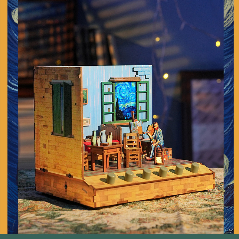 Van Gogh's Dream DIY Dynamic Music & Dynamic Scene Dollhouse-Book Nook World