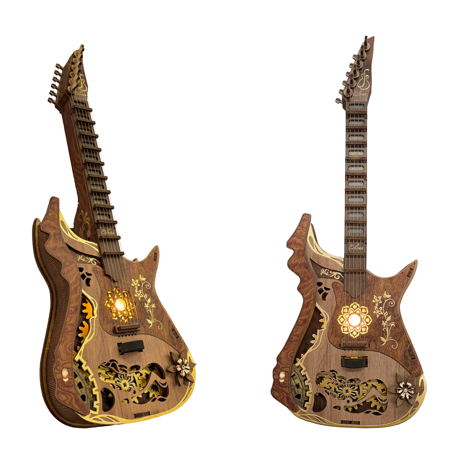 Melodious Guitar Self-Assembly 3D Wooden Mechanical Puzzle Kit-Book Nook World