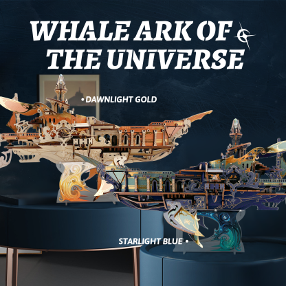 Whale Ark of the Universe 3D Mechanical Transmission Wooden Puzzle Kit-Book Nook World