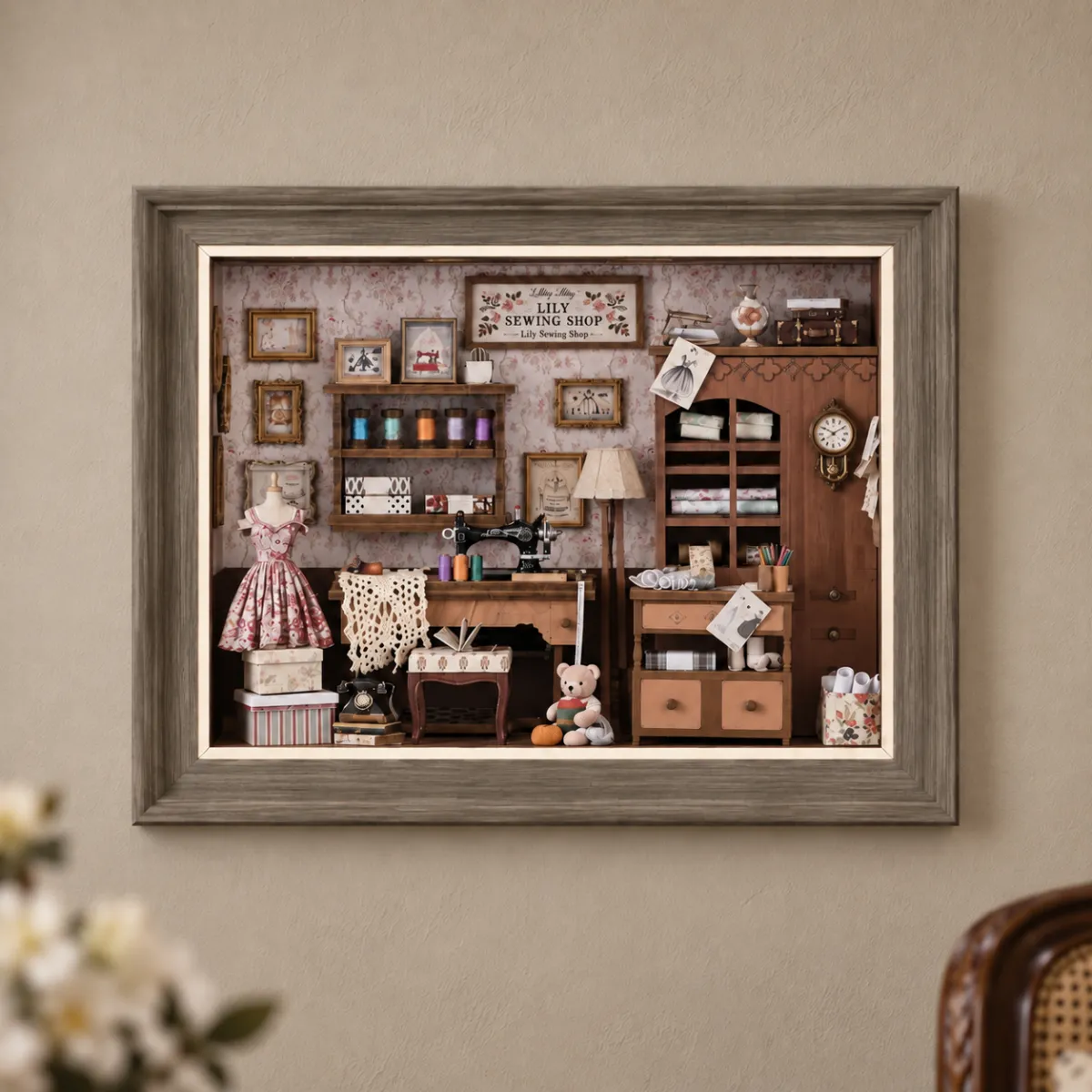 Lily Sewing Shop 故事框架套件｜3合1 拼图套件 关灯效果