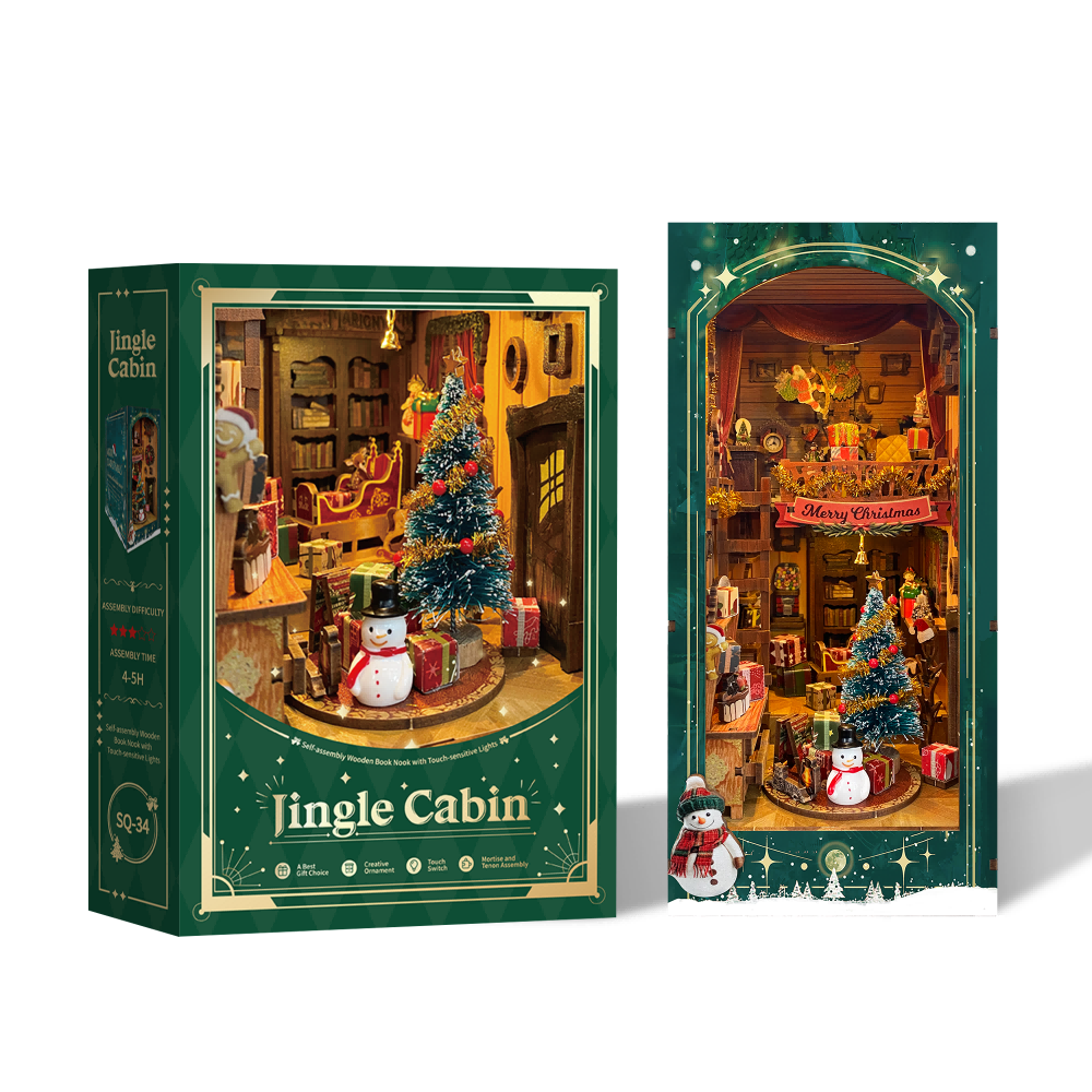 Jingle Cabin DIY Book Nook Kit（Dust cover included）-Book Nook World