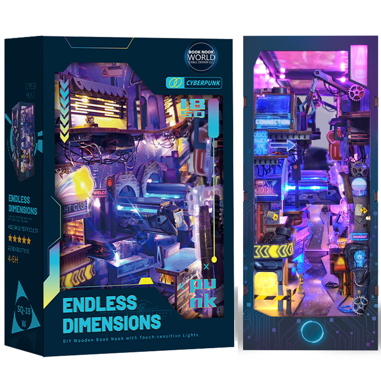 New Cyberpunk DIY Book Nook Kit with 70 LED Light-Book Nook World