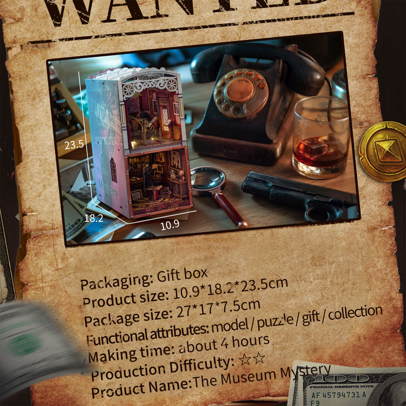 Detective Series - The Museum Mystery DIY Book Nook Kit-Book Nook World