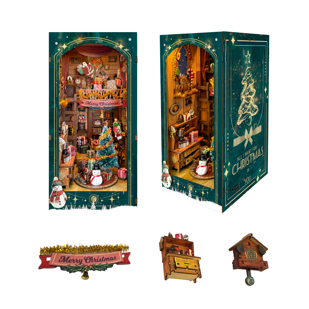 Jingle Cabin DIY Book Nook Kit（Dust cover included）-Book Nook World