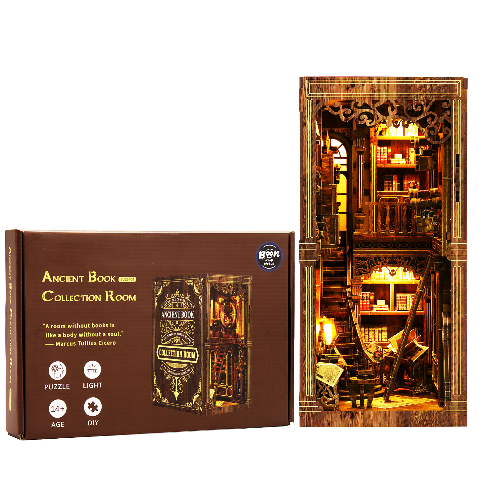 Ancient Book Collection Room DIY Book Nook Kit（Dust cover included）-Book Nook World