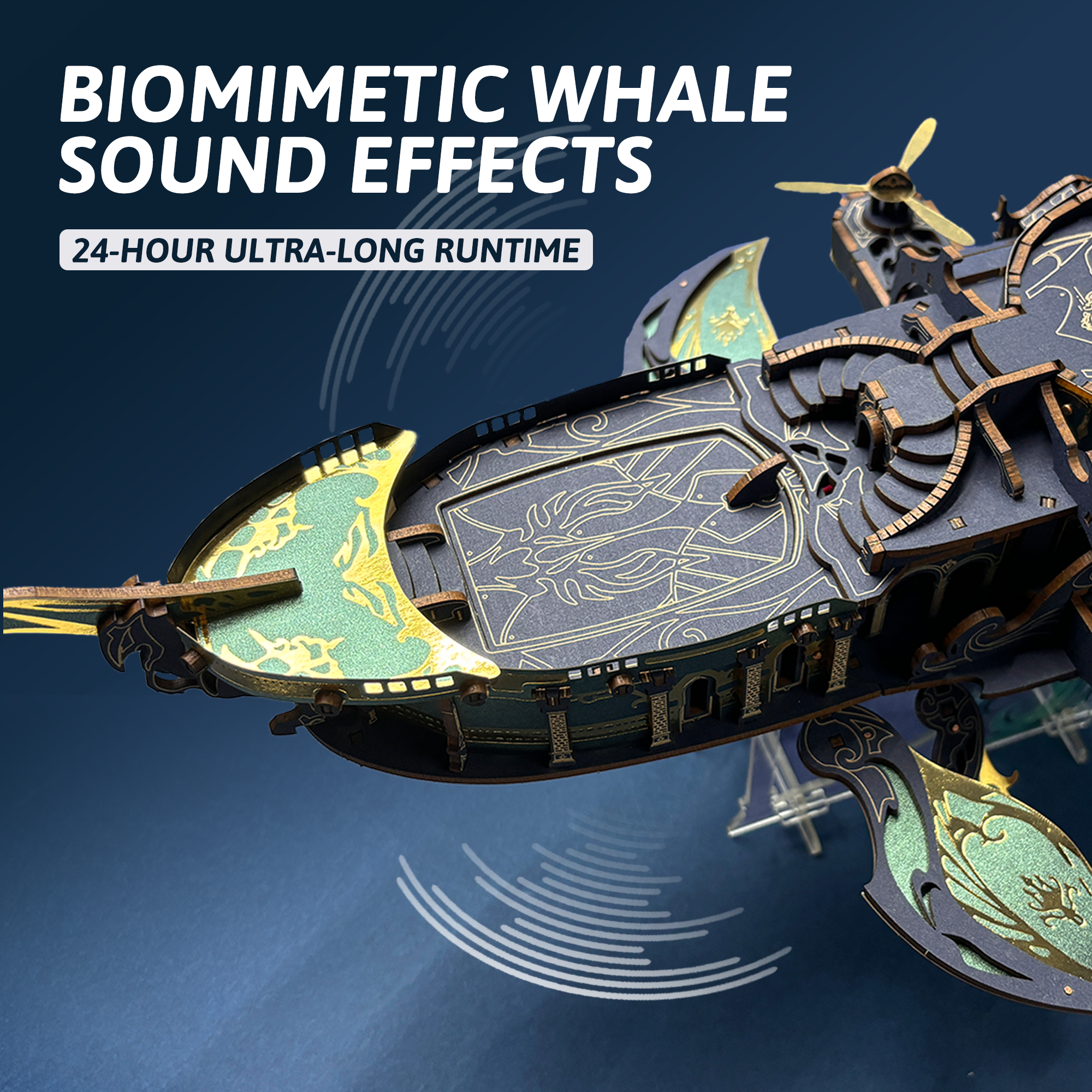 Whale Ark of the Universe 3D Mechanical Transmission Wooden Puzzle Kit-Book Nook World