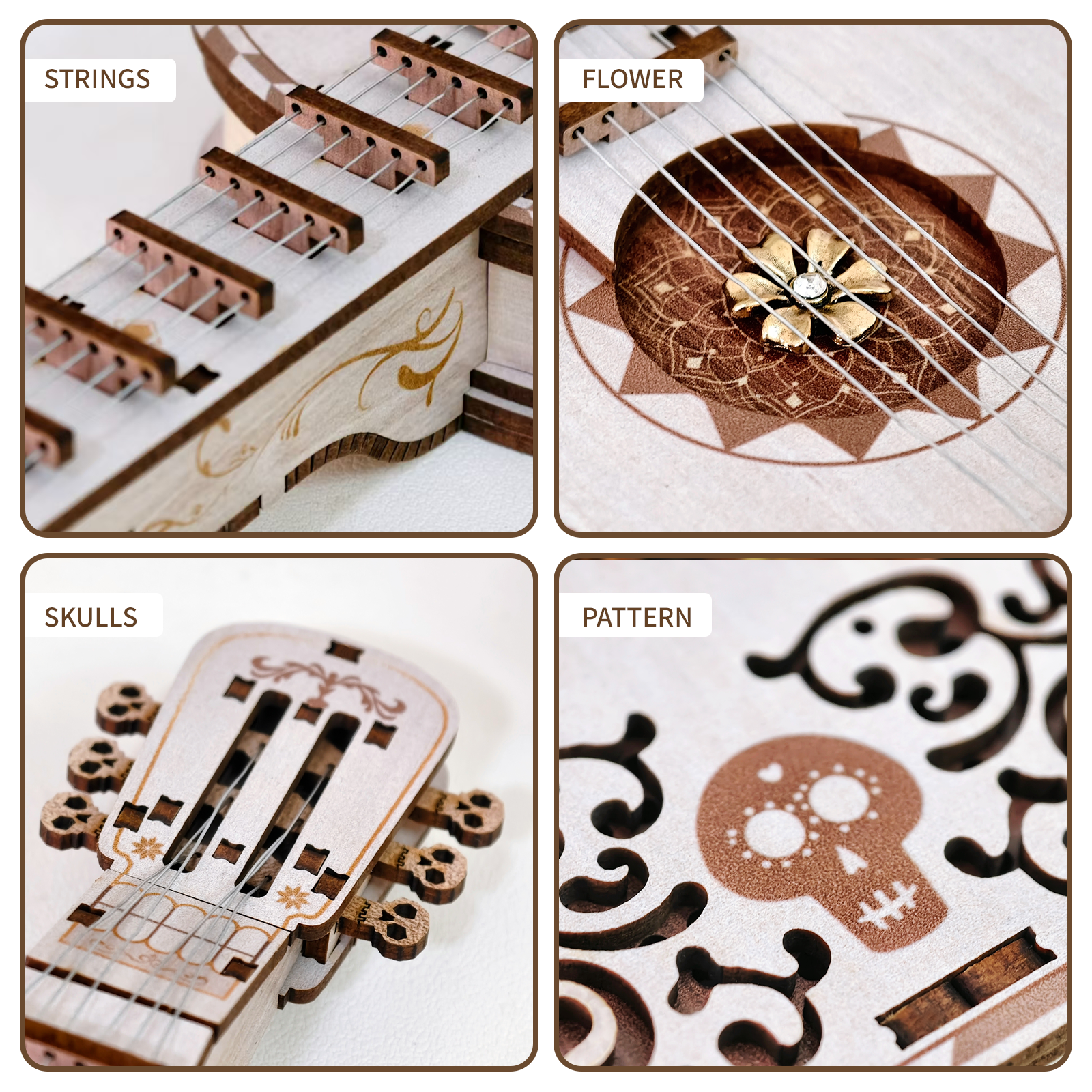 Melodious Guitar Self-Assembly 3D Wooden Mechanical Puzzle Kit-Book Nook World