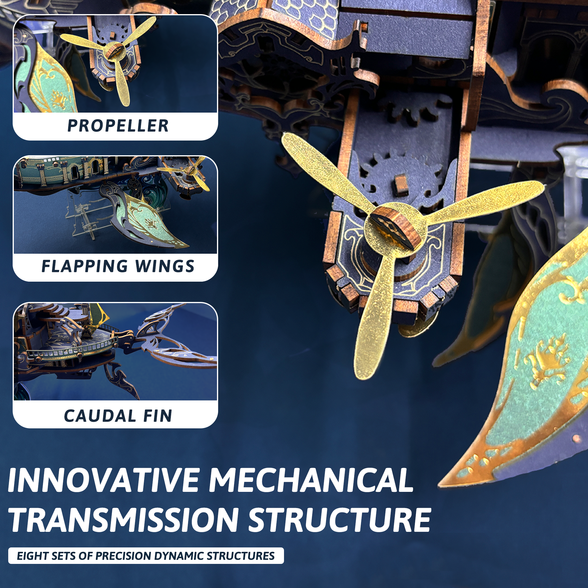 Whale Ark of the Universe 3D Mechanical Transmission Wooden Puzzle Kit-Book Nook World