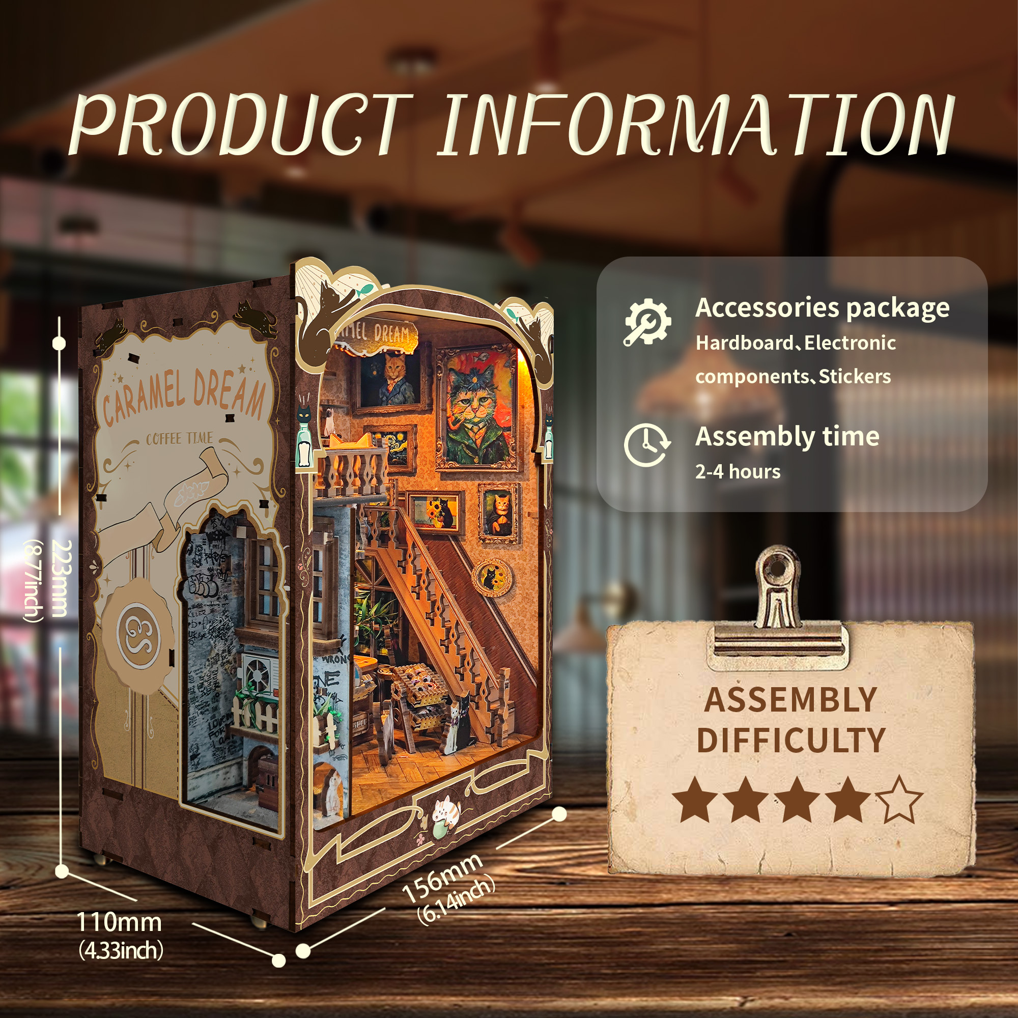 Caramel Dreams Cat Café DIY Book Nook Kit-Book Nook World