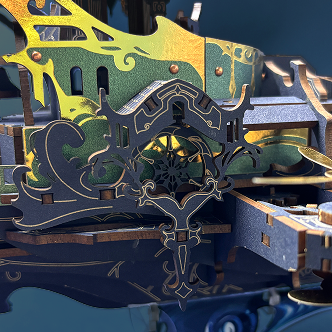 Whale Ark of the Universe 3D Mechanical Transmission Wooden Puzzle Kit-Book Nook World