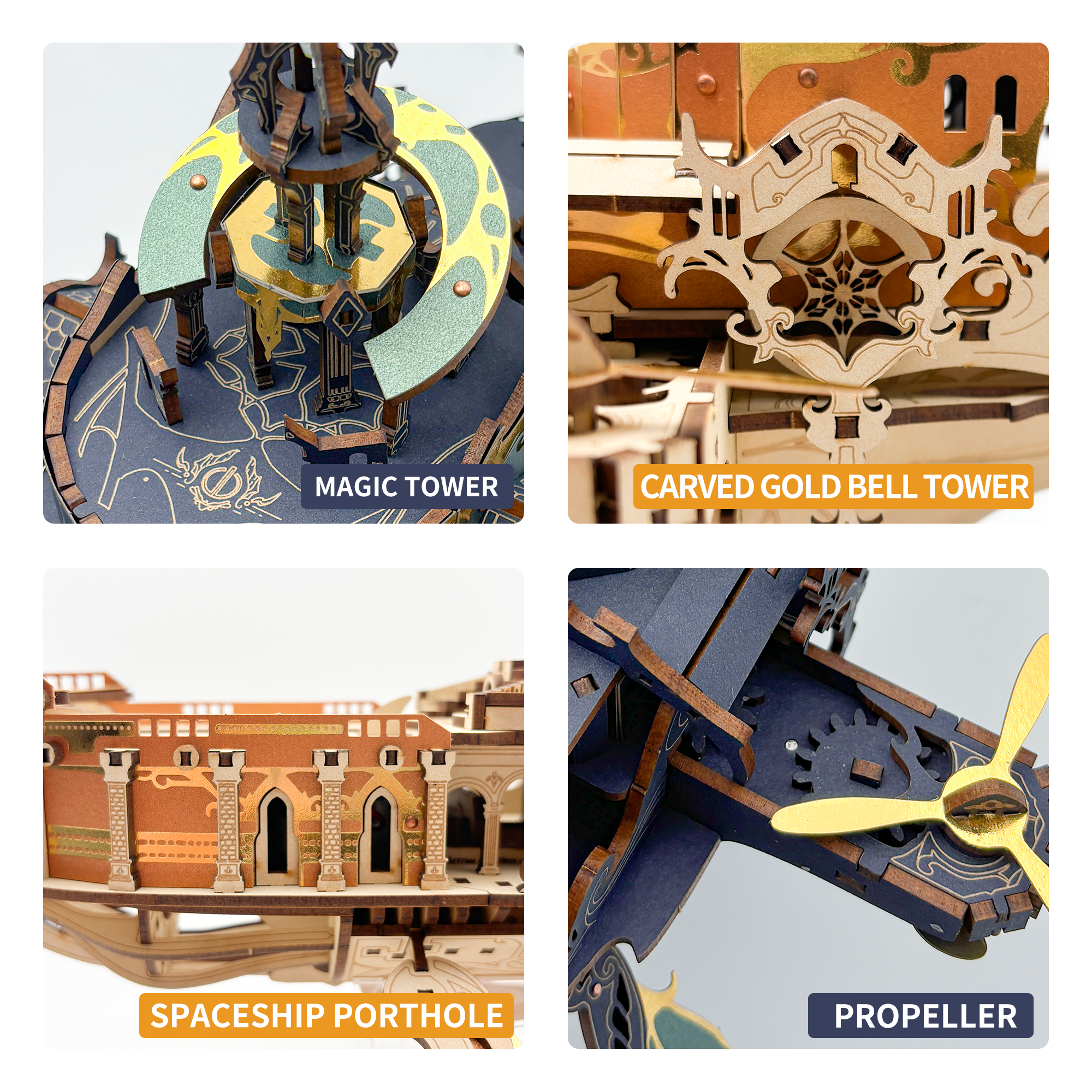 Whale Ark of the Universe 3D Mechanical Transmission Wooden Puzzle Kit-Book Nook World