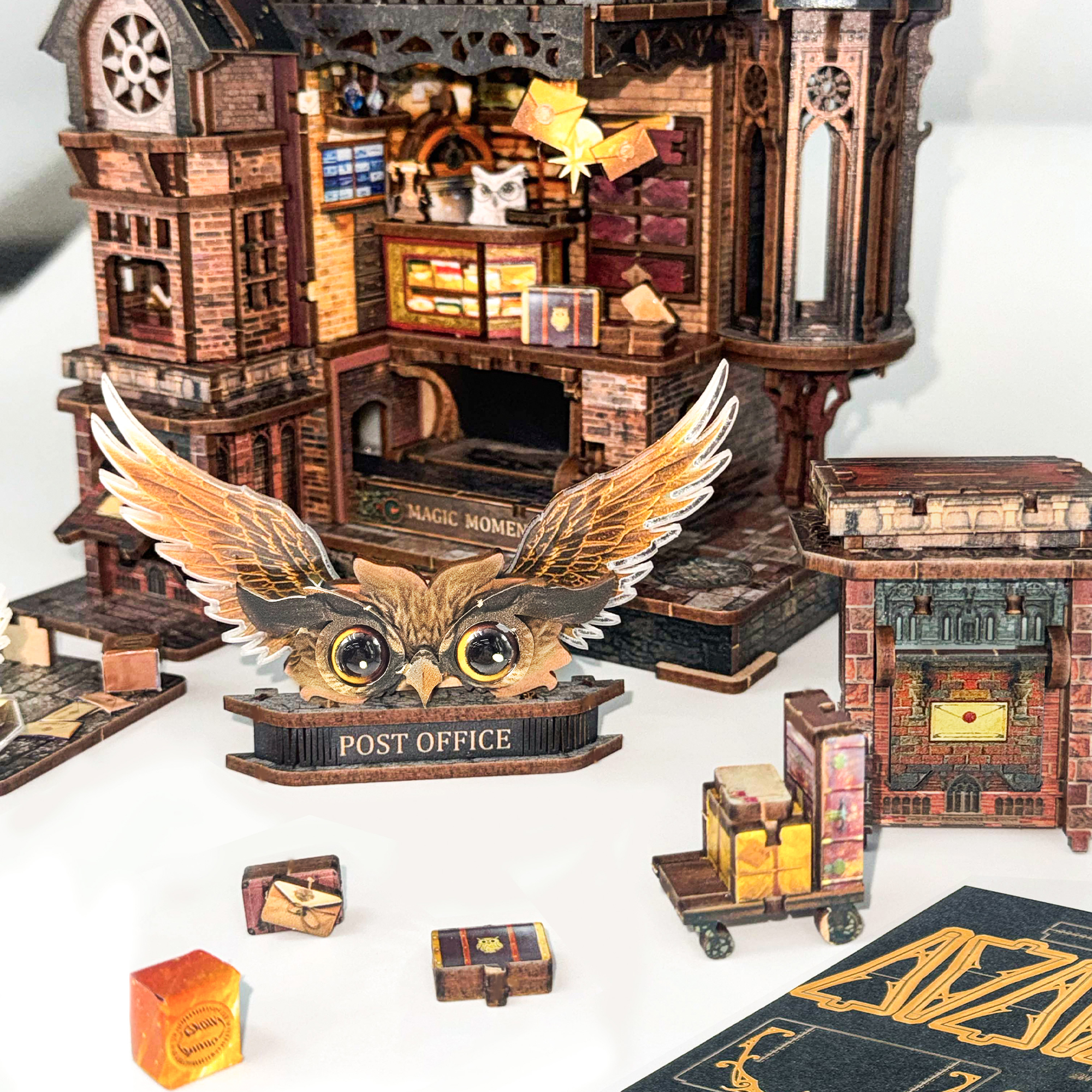 Owl Post Office DIY Miniature Kit –  Light-Up Miniature Diorama with Sound