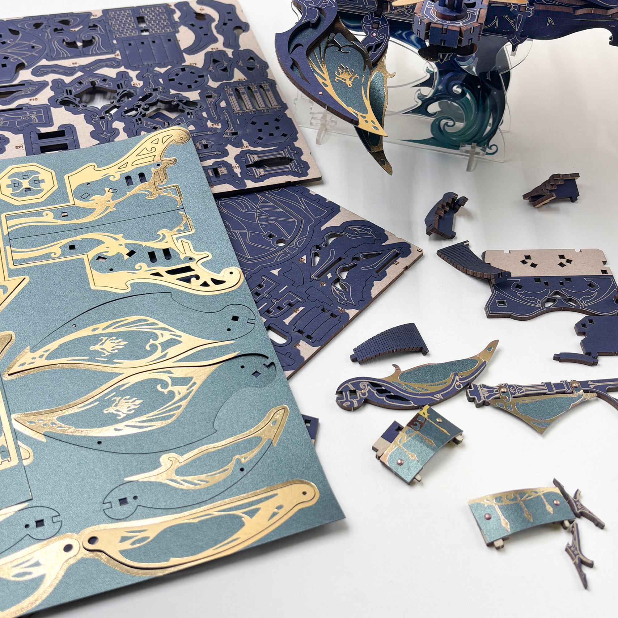 Whale Ark of the Universe 3D Mechanical Transmission Wooden Puzzle Kit-Book Nook World