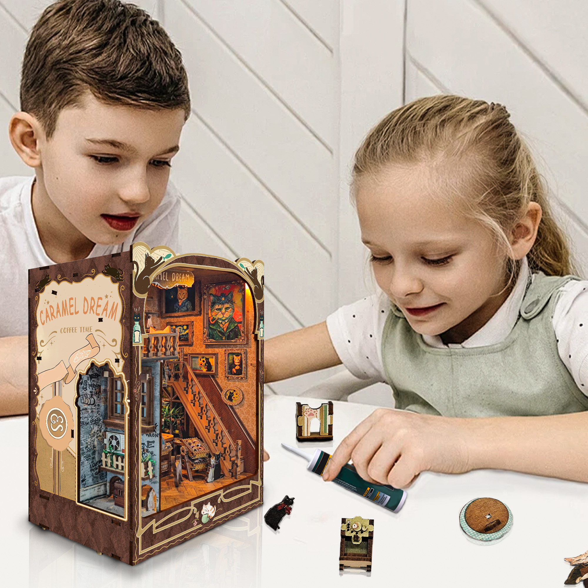 Caramel Dreams Cat Café DIY Book Nook Kit-Book Nook World