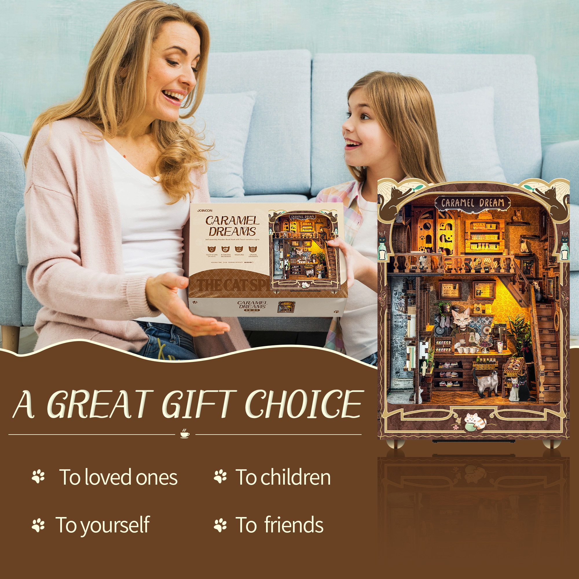 Caramel Dreams Cat Café DIY Book Nook Kit-Book Nook World