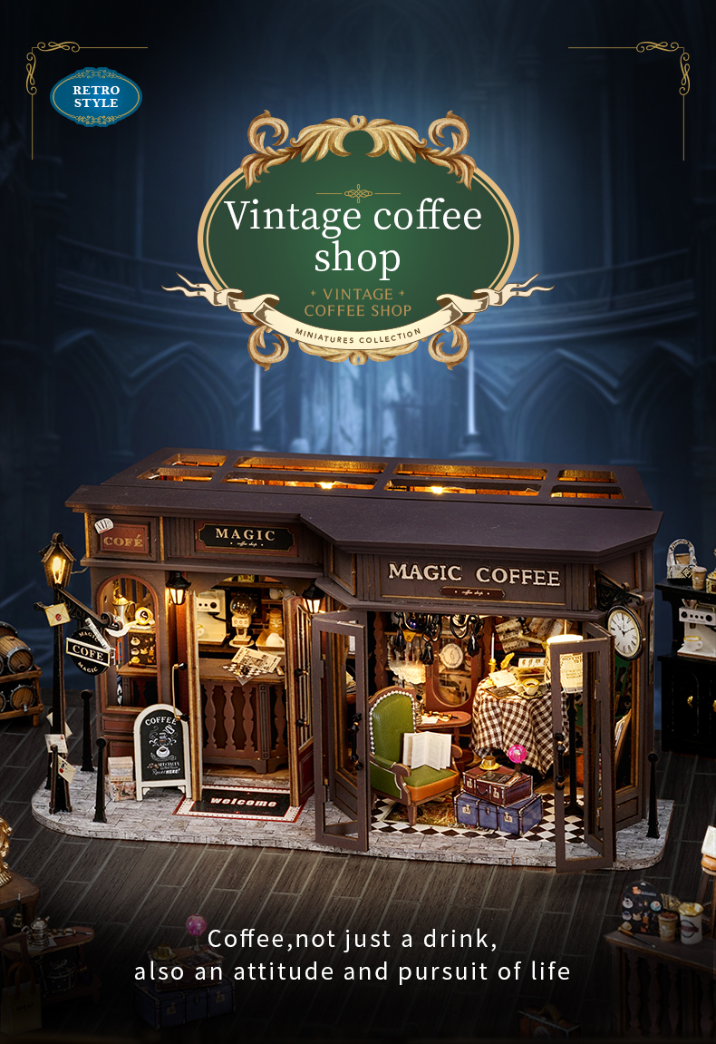 Vintage Coffee Shop Miniature Kit