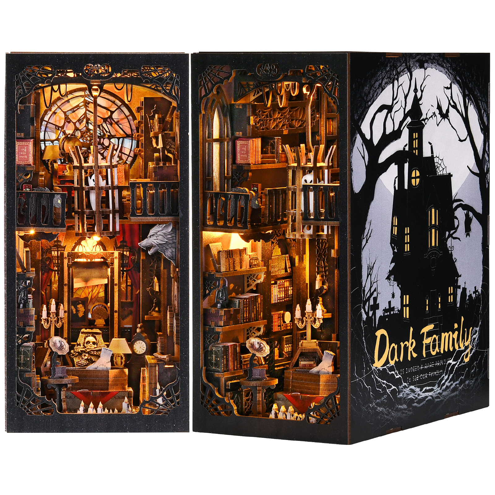 The Dark Family DIY Book Nook Kit front view-Book Nook World